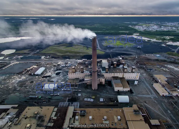: Aerial view of smoke billowing from stack at Vale : Aerial view of smoke billowing from stack at Vale