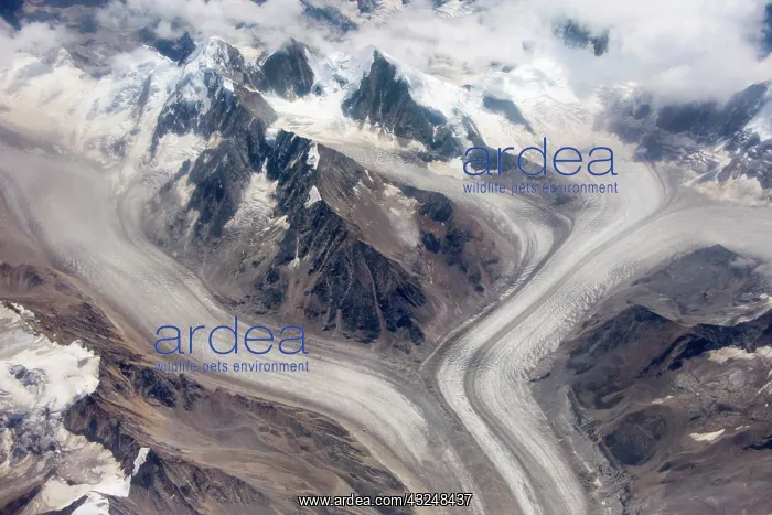 : Aerial view of snow mountain and glacier on Tibetan : Aerial view of snow mountain and glacier on Tibetan