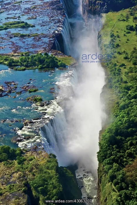 : Aerial view of Victoria Falls, Waterfall : Aerial view of Victoria Falls, Waterfall