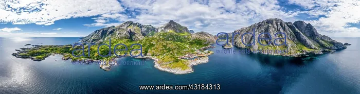 : Aerial view, view of harbour and rorbuer cabins : Aerial view, view of harbour and rorbuer cabins