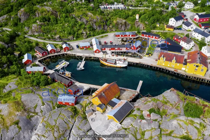  : Aerial view, view of harbour and rorbuer cabins