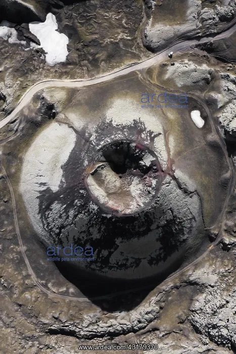 : Aerial view, volcanic crater from above, near FriEland : Aerial view, volcanic crater from above, near FriEland