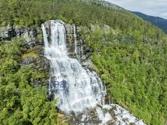: Aerial view of waterfall Tvindefoss (or: Tvinnefoss) : Aerial view of waterfall Tvindefoss (or: Tvinnefoss)