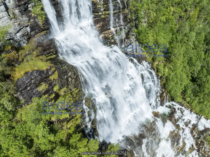 : Aerial view of waterfall Tvindefoss (or: Tvinnefoss) : Aerial view of waterfall Tvindefoss (or: Tvinnefoss)