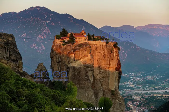 : Agia Triada Monastery at sunrise, Meteora monastery : Agia Triada Monastery at sunrise, Meteora monastery