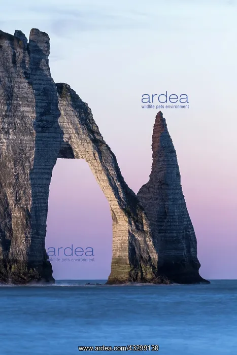 : Aiguille d'Etretat and Porte d'Aval in the evening : Aiguille d'Etretat and Porte d'Aval in the evening