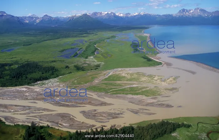 : Alaska - showing river joining sea : Alaska - showing river joining sea