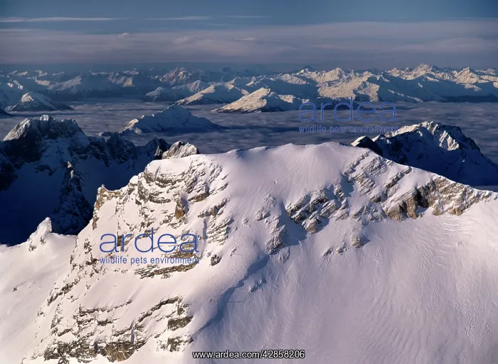 : Alps view from the mountain of Zugspitze over numerous : Alps view from the mountain of Zugspitze over numerous