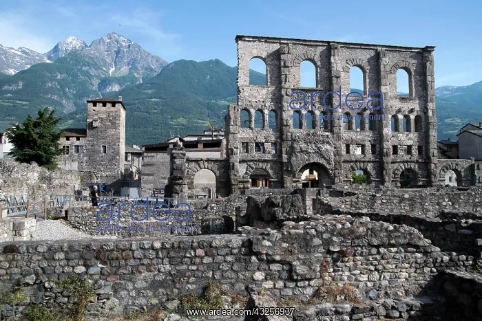 : Aosta open-air museum, ancient ruins, Roman theatre : Aosta open-air museum, ancient ruins, Roman theatre