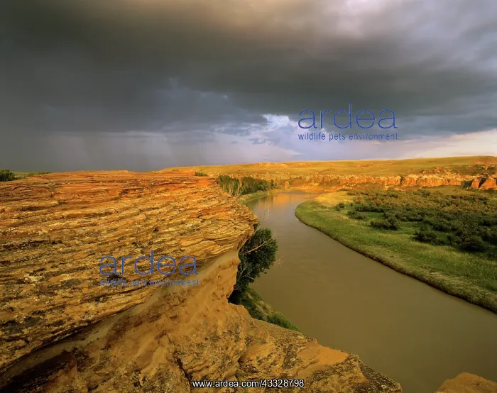: Approaching storm on the Milk River at Writing : Approaching storm on the Milk River at Writing