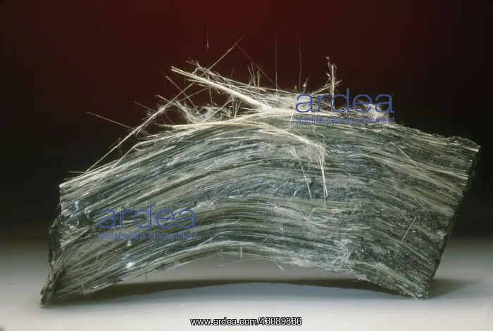 : Asbestos, with fibers visible : Asbestos, with fibers visible