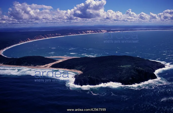 : Australia - aerial of Double Island Point and Rainbow : Australia - aerial of Double Island Point and Rainbow