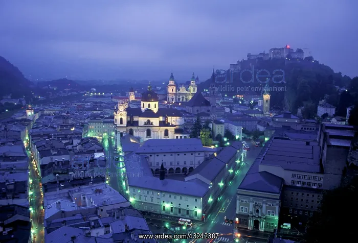 : Austria, Salzburg. Old Town fortress and : Austria, Salzburg. Old Town fortress and