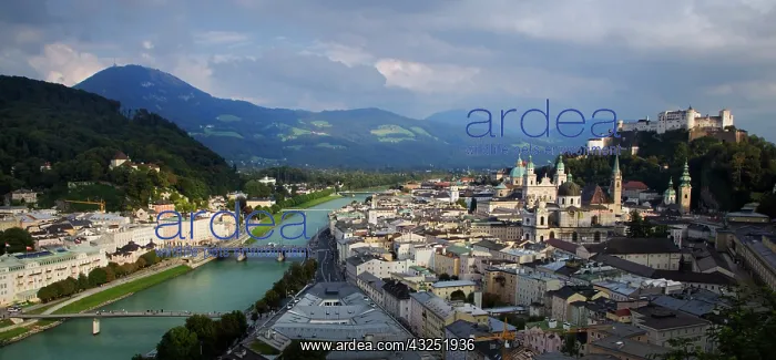 : Austria, Salzburg. View along the Salzach : Austria, Salzburg. View along the Salzach