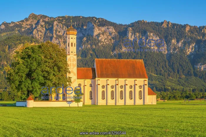 : Baroque church St. Coloman, in the back mountain : Baroque church St. Coloman, in the back mountain