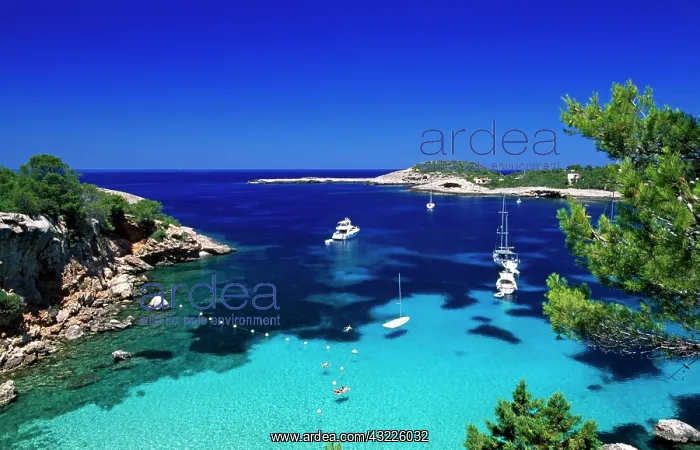 : Bay near Portinatx, Ibiza, Balearic Islands, Spain : Bay near Portinatx, Ibiza, Balearic Islands, Spain