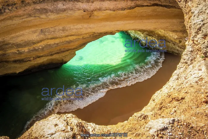 : Beautiful and famous Benagil Cave seen from the : Beautiful and famous Benagil Cave seen from the