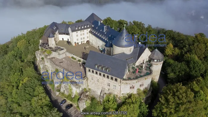 : Birds eye view, Waldeck Castle surrounded by clouds : Birds eye view, Waldeck Castle surrounded by clouds
