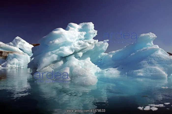 : Bizarre iceberg on a fjord, silence, stillness : Bizarre iceberg on a fjord, silence, stillness