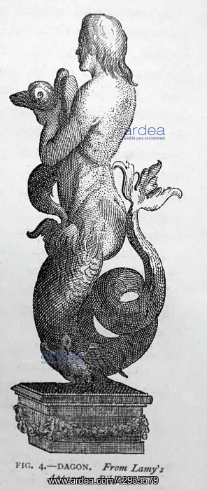 : Black & White Illustration: Sea monster : Black & White Illustration: Sea monster