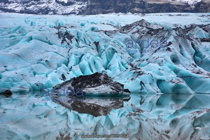  : Blue ice of the Solheimajokull Glacier, part of