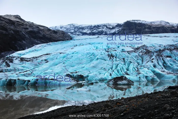  : Blue ice of the Solheimajokull Glacier, part of
