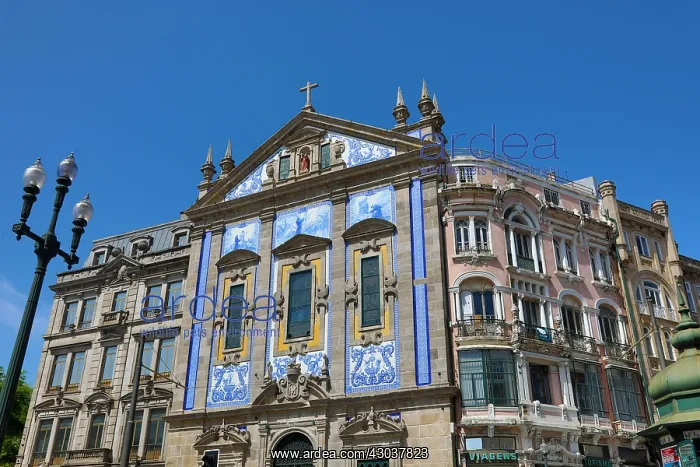 : Blue tile facade of the St. Anthony's Congregados : Blue tile facade of the St. Anthony's Congregados