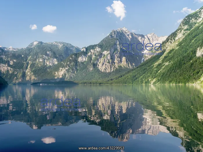 : Boat excursion on lake Koenigssee in the : Boat excursion on lake Koenigssee in the