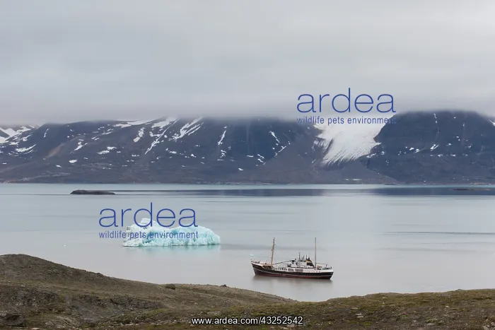 : Boot MS Cape Race at glacier Monacobreen - Norway : Boot MS Cape Race at glacier Monacobreen - Norway