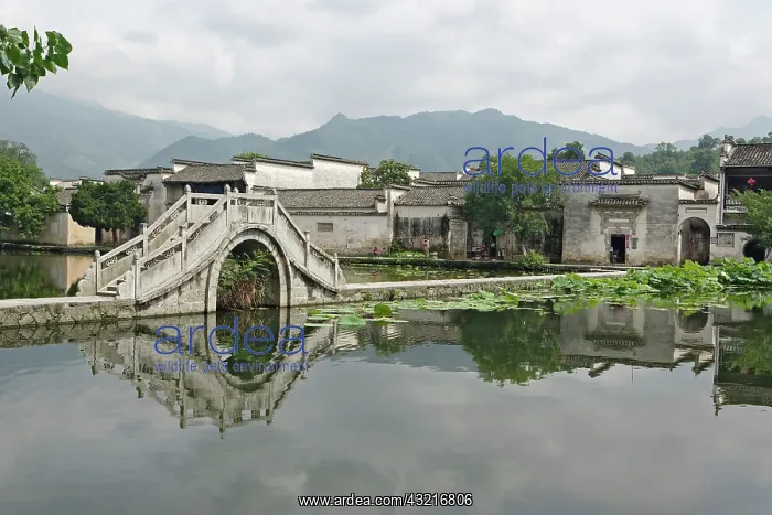 : Bridge reflection, Hong Cun Village, Yi : Bridge reflection, Hong Cun Village, Yi