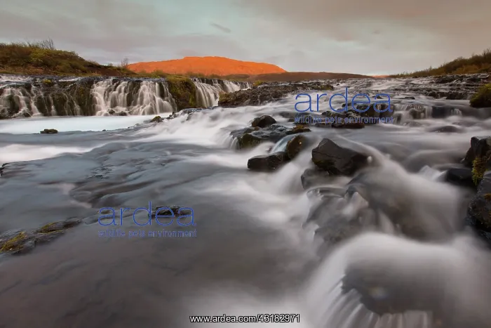 : Bruarfoss waterfall at dawn : Bruarfoss waterfall at dawn
