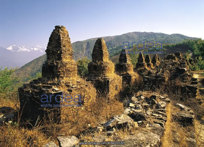 : Buddhist chortens at an ancient cemetery near Gul : Buddhist chortens at an ancient cemetery near Gul