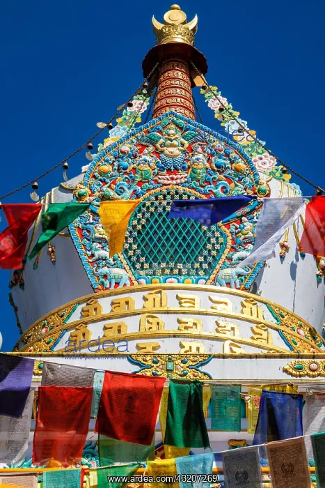 : Buddhist gompa with prayer flags. Tabo monastry : Buddhist gompa with prayer flags. Tabo monastry