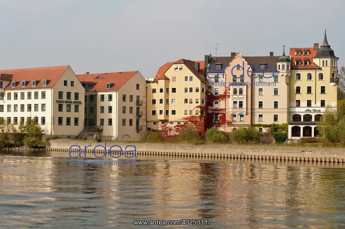 : Buildings on the Danube River Regensburg : Buildings on the Danube River Regensburg