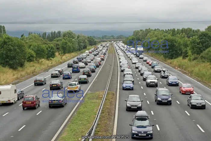  : Busy traffic on M5 motorway after torrential rain