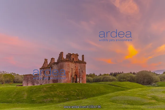 : Caerlaverock Castle - historic castle ruin with : Caerlaverock Castle - historic castle ruin with