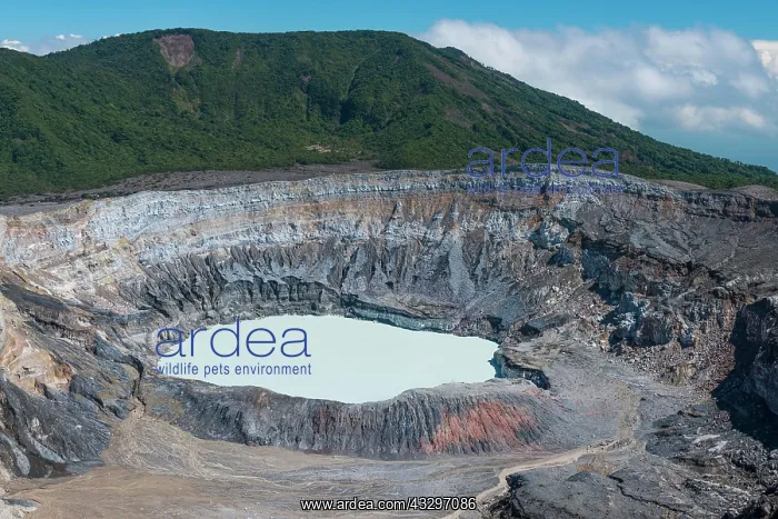 : Caldera with crater lake, Poas Volcano, National : Caldera with crater lake, Poas Volcano, National