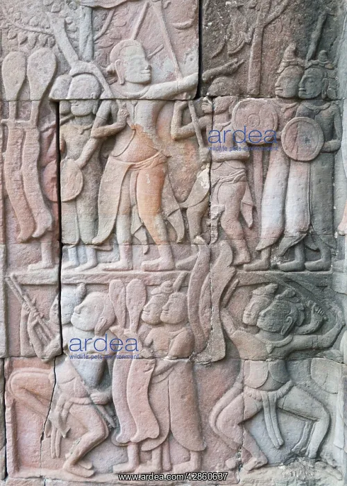 : Cambodia - Bas-relief in the Bayon, a temple in : Cambodia - Bas-relief in the Bayon, a temple in