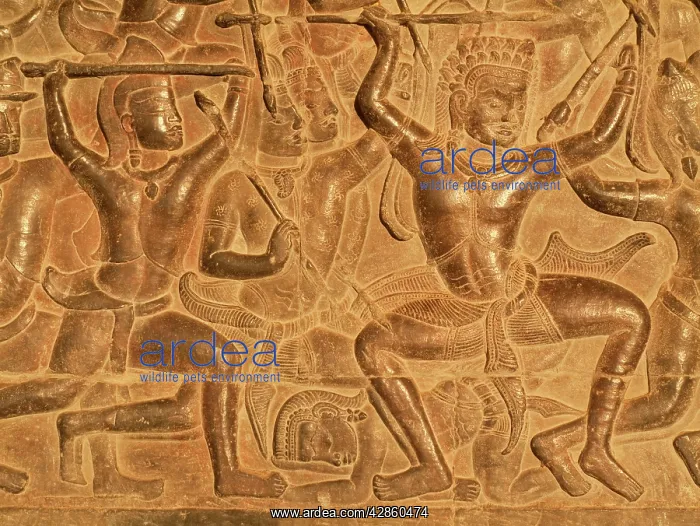 : Cambodia - Bas-reliefs of warriors at the west : Cambodia - Bas-reliefs of warriors at the west