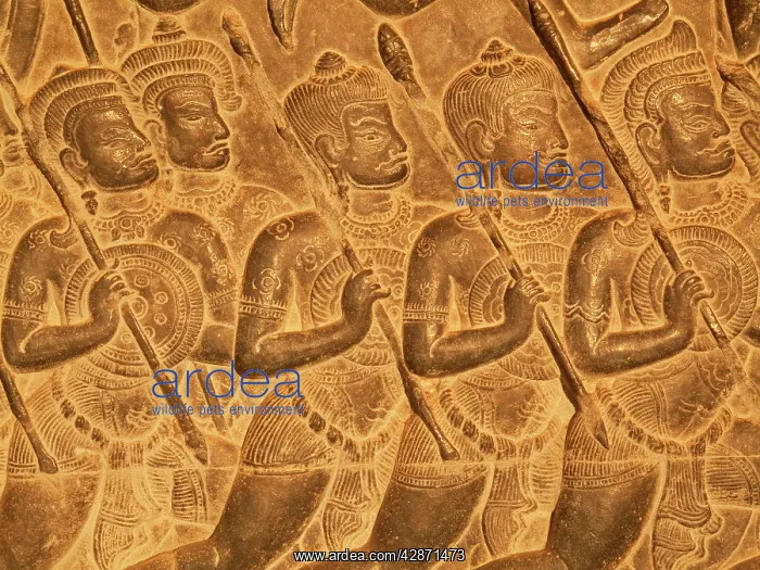 : Cambodia - Bas-reliefs of warriors at the west : Cambodia - Bas-reliefs of warriors at the west