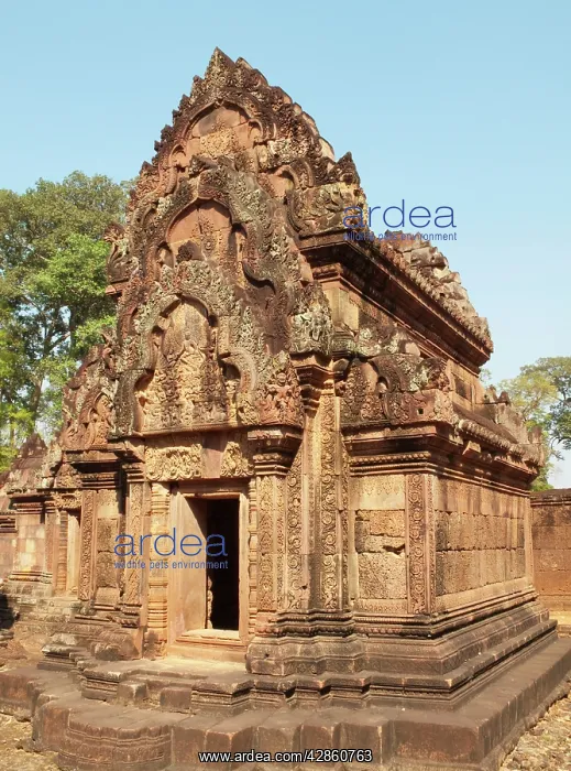  : Cambodia - Library with elaborated trilobate pediment