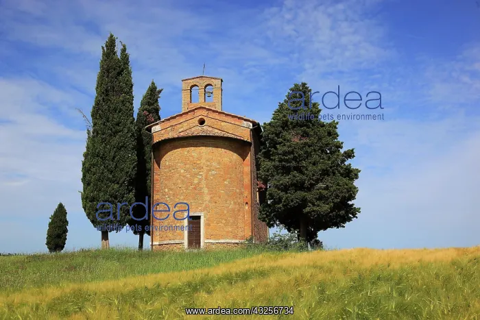 : Capella di Vitaleta, tiny, secluded chapel nestled : Capella di Vitaleta, tiny, secluded chapel nestled