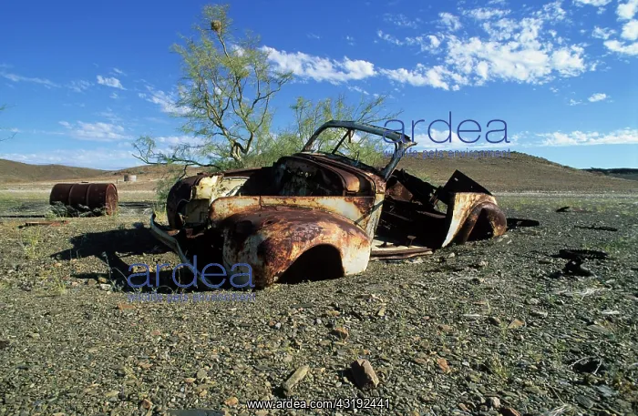 : Car wreck near Uis, Namibia, Africa : Car wreck near Uis, Namibia, Africa