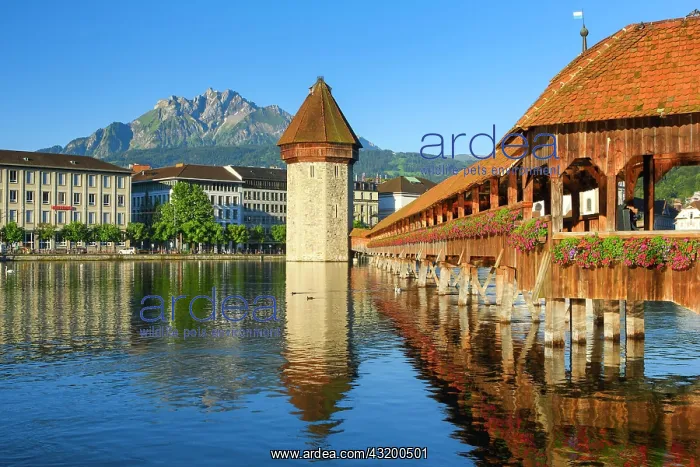 : Chapel Bridge with Pilatus, Lucerne, Switzerland : Chapel Bridge with Pilatus, Lucerne, Switzerland