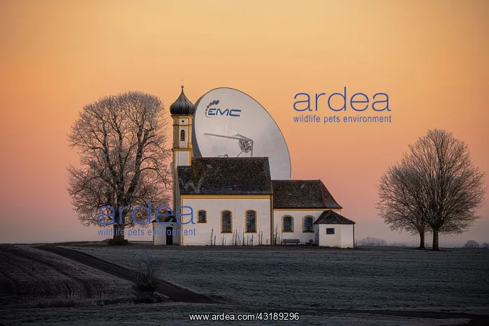 : Chapel St. Johann with parabolic antenna at blue : Chapel St. Johann with parabolic antenna at blue