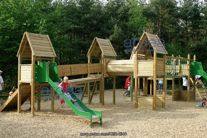  : Children's adventure playground. Child on slide