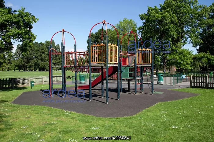 : Childrens playground protected by safety matting : Childrens playground protected by safety matting