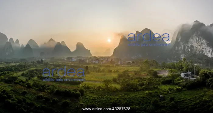 : Chinese karst mountains near Yangshuo at sunrise : Chinese karst mountains near Yangshuo at sunrise