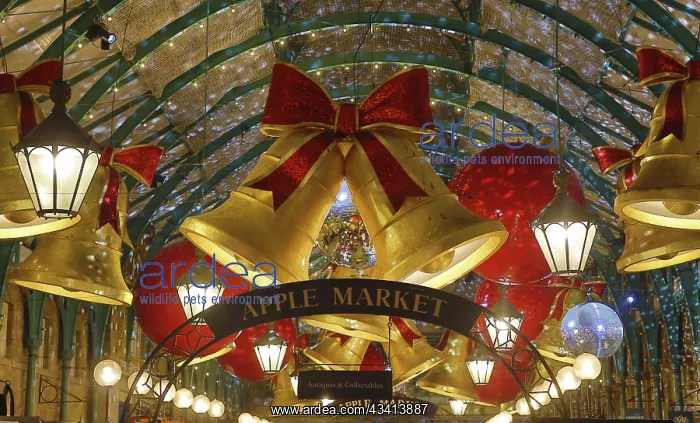: Christmas Decorations in Covent Garden, London, England : Christmas Decorations in Covent Garden, London, England