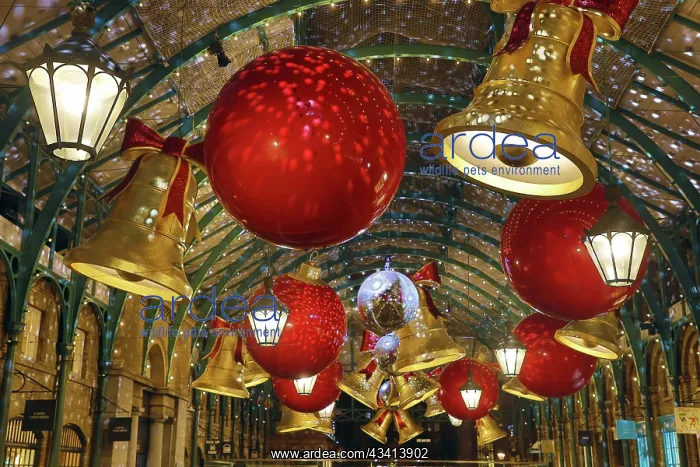 : Christmas Decorations in Covent Garden, London, England : Christmas Decorations in Covent Garden, London, England